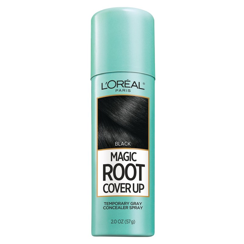 L'Oreal Paris Magic Root Cover Up Gray Hair Spray, 100% Gray Hair Coverage with Buildable, Lightweight, Transfer-Resistant, and Temporary Formula, Ammonia-Free, Black, 2 oz (1 Count)