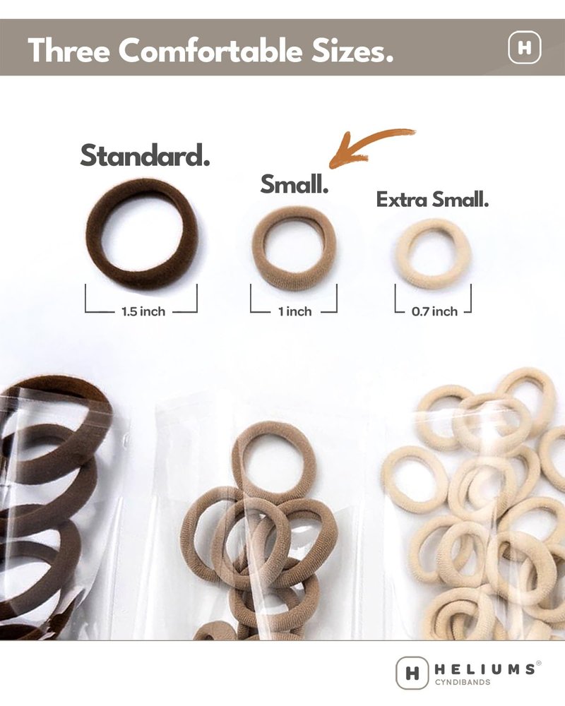 Heliums Small Hair Ties - Gold Seamless No-Damage Ponytail Holders for Kids & Thin Hair | 20 Count