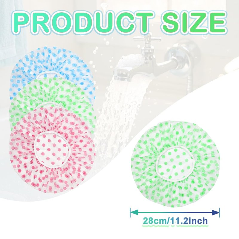 18 Pack Shower Caps for Women,Waterproof Reusable & Disposable Adjustable Bath Caps For Spa Long Hair Travel Saunas (Blue+Red+Green)
