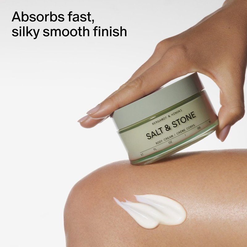 Salt & Stone Body Cream - Hydrating Seaweed & Squalane Formula for Deep Hydration | Bergamot & Hinoki 6.7 fl oz