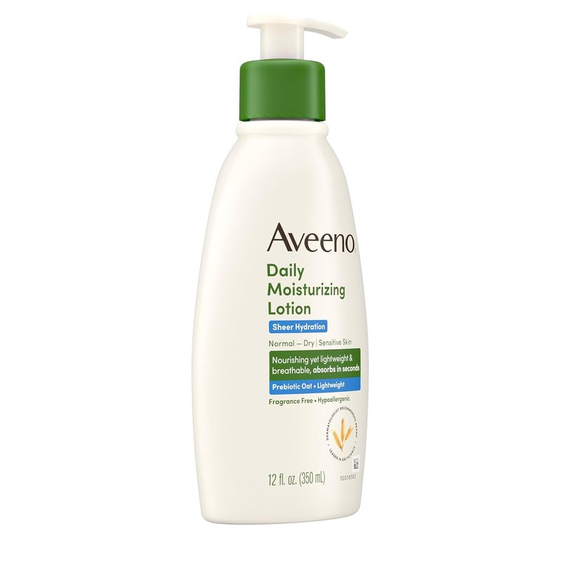Aveeno Daily Moisturizing Lotion - Fragrance-Free Hydration with Prebiotic Oat for Dry Skin | Lightweight, 12 fl. oz