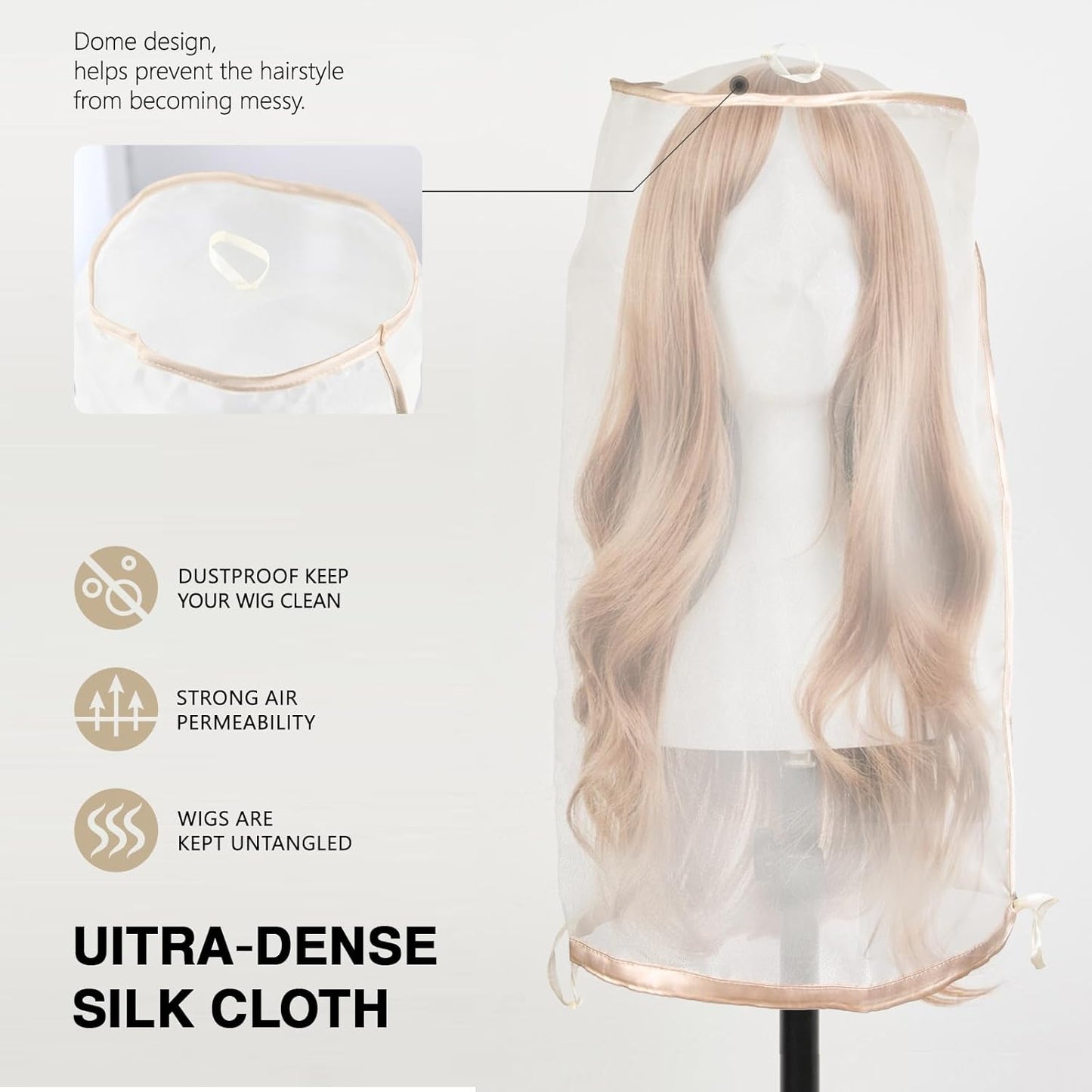 Wig Storage Bags - 5-Pack Drawstring Covers for Multiple Wigs | Dust-Proof Holders for Home & Salon Use