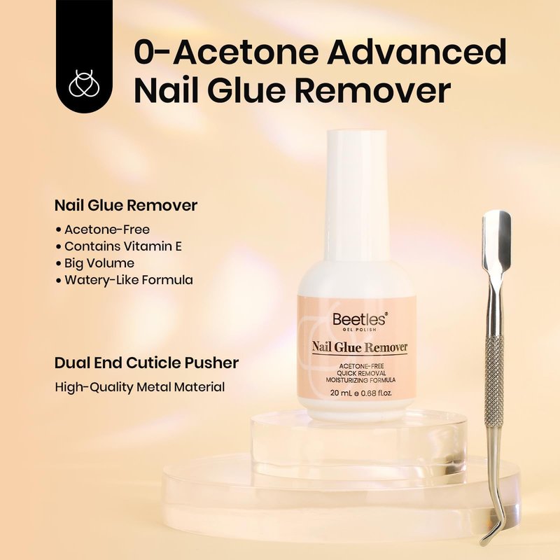 Beetles Solid Nail Glue Gel with 20ml Nail Glue Remover Set 15g for Press On Nails Acrylic Nails Tips U V Light Cured & Solid Glue Remover- Not for Uv Gel Glue
