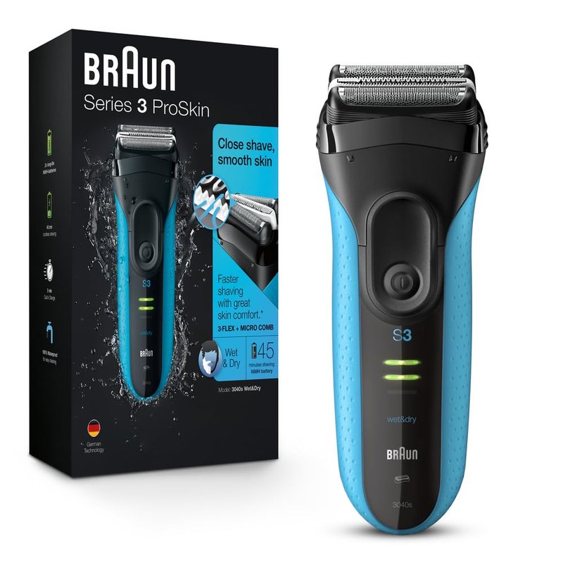 Braun Electric Series 3 Razor - Rechargeable Wet & Dry Foil Shaver for Men | Precision Trimmer, Blue/Black