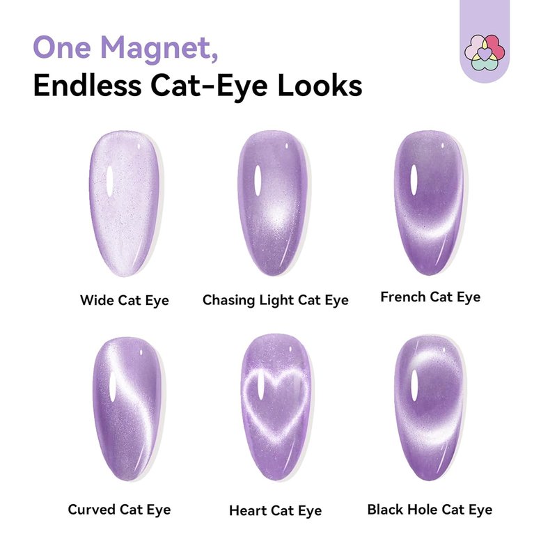 SAVILAND Ultra-Strong Cat Eye Magnet - 5X Holographic Nail Magnet for DIY Nail Art | Dual-Ended Heart Design