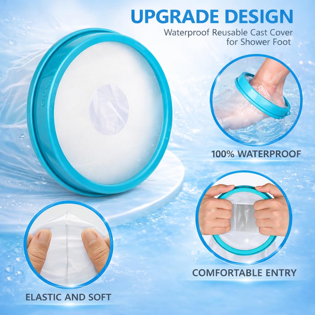 Waterproof Foot Cast Cover for Shower Adult, Patented Ankle Wound Protector Watertight Seal, Reusable Surgery Recovery Supplies After Broken Foot Injury [2026 Upgrade]