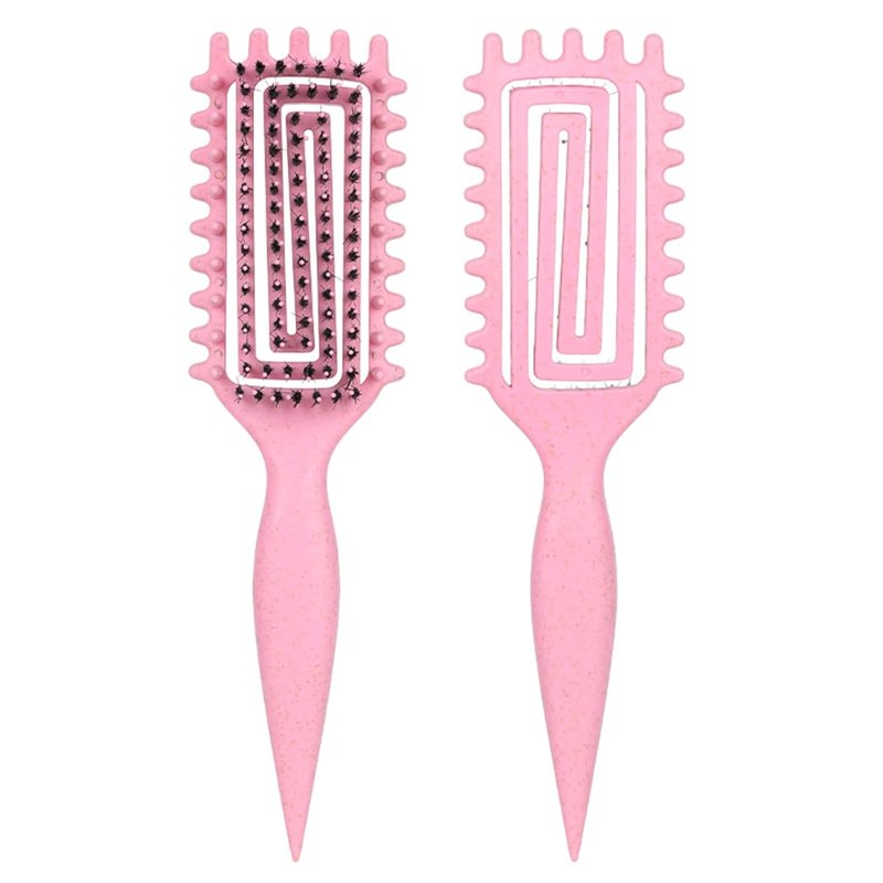 Curl Defining Brush - Pain-Free Combing Tool for Curly Hair | Lightweight Non-Slip Handle, Pink