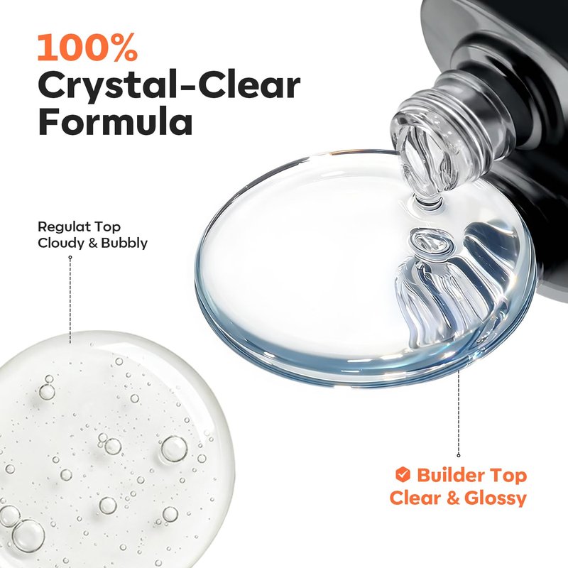 Builder Top Coat Gel Nail Polish - No Wipe Clear Chrome Bond | 15 ML Ultra Gloss for Cat Eye Apex Strengthening