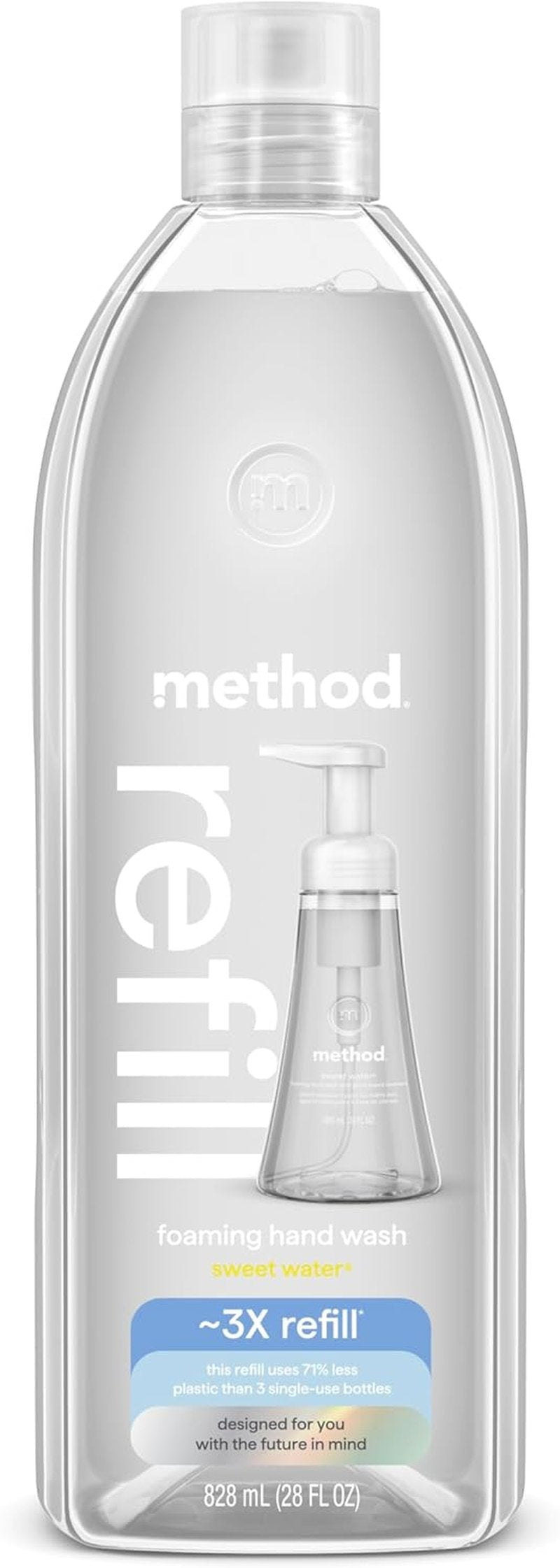 Method Foaming Hand Soap, Refill, Sweet Water, Recyclable Bottle, 28 oz, (Pack of 1) (Packaging May Vary)