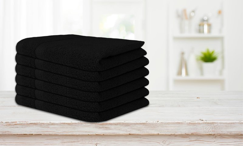 Lenenz Soft Wash Cloths - 12 Pack Plush and Absorbent Cotton Washcloths for Face, Body, and Baby - Multi-Purpose, Quick-Dry Wash Cloths Set 13x13'' (Black)