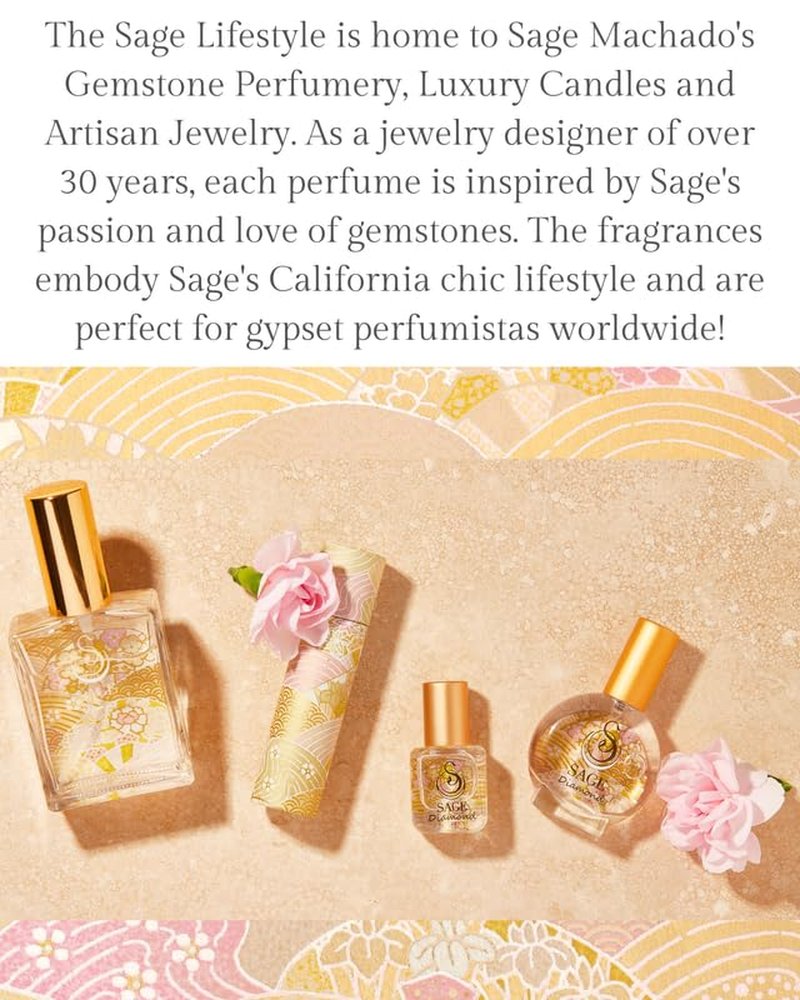 Sage Diamond Spray Perfume - Lily & White Musk Essential Oils | 2oz Travel Size Fragrance for Women