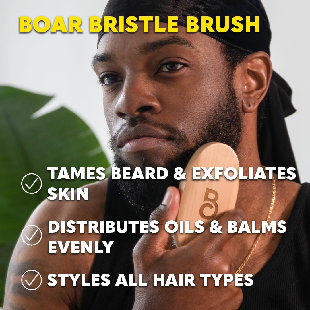 The Beard Club Beard Kit for Men - Grooming & Care Kit - Cedar & Sandalwood Oil, Sandalwood Balm, Boar Bristle Brush, Comb, Trimming Scissors - Dad Gift Set