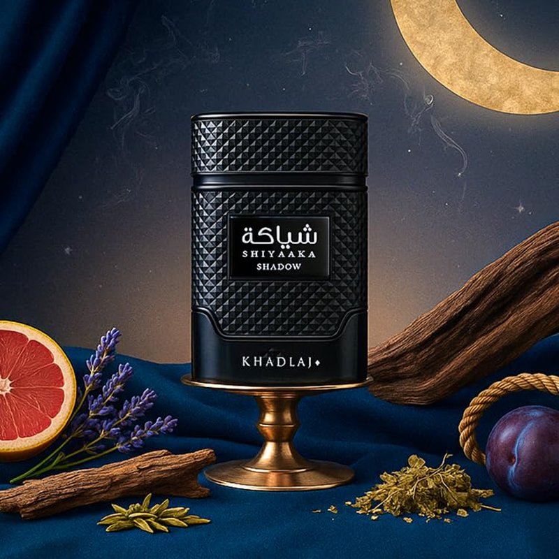 Khadlaj Shiyaaka Shadow Eau de Parfum Spray - Long-Lasting Spicy, Woody, Fruity Fragrance for Unisex | 3.4 Ounce / 100 ml