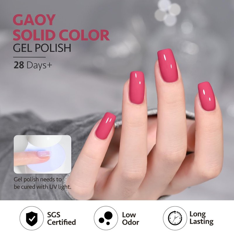 GAOY Pink Gel Nail Polish, 16ml Soak Off Gel Polish, UV Light Cure for Nail Art DIY Manicure at Home, 2003 Berry Pink