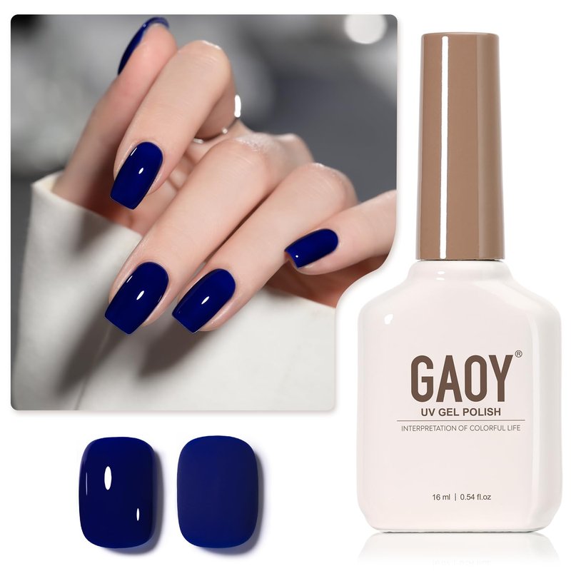 GAOY Deep Blue Gel Nail Polish - 16ml Soak Off Formula | UV Light Cure for DIY Manicure - 1532 Midnight Blue