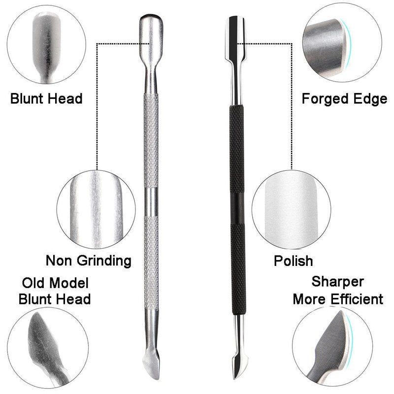 Ejiubas Cuticle Trimmer with Cuticle Pusher Cuticle Nipper Professional Grade Stainless Steel Cuticle Remover Cutter Clipper Durable Pedicure Manicure Tools (Black)