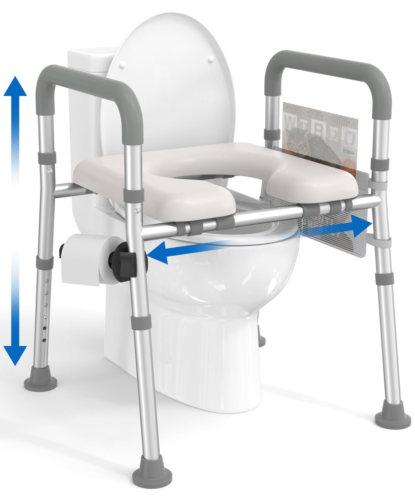 HOMLAND Raised Toilet Seat with Handles, Toilet Seat Riser for Seniors with Adjustable Height & Width, 400lb Handicap Elevated Toilet Seat for Elderly, Pregnant, Fit Any Toilet
