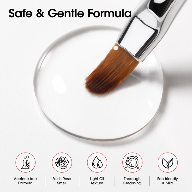Gellen 130ml Nail Brush Cleaner and Conditioner, Rose Oily Formula Acrylic Brush Cleaner Liquid, Acetone-Free Nail Art Brush Restorer for Gel Polish, Dip Powder, Polygel Manicure Care