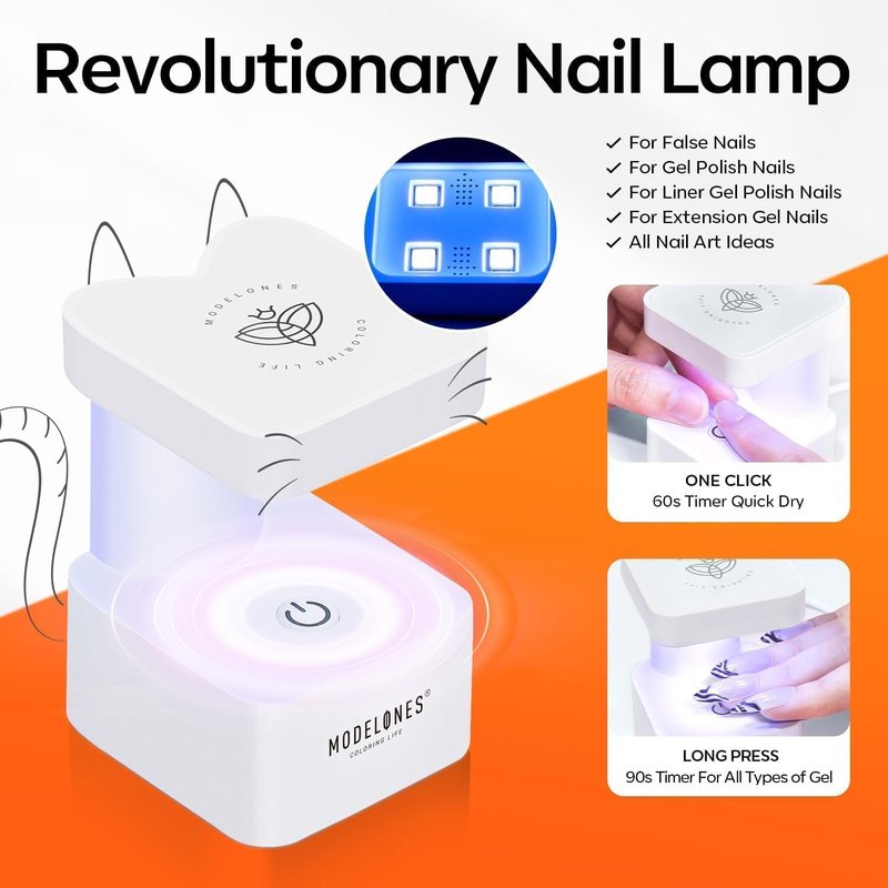 Modelones X Nail Gel Kit - 15 Sizes Almond Fake Nails with 9-in-One Glue & Mini UV Light | 510 Pcs Medium Almond Tips for DIY Salon Use