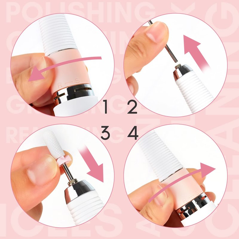 Makartt Nail Drill, Rechargeable Nail E File 30000RPM Electric Nail File, Malory Pink Portable Gel Nail Remover Machine with Nail Drill Bits & Sanding Bands for Manicure Salon Home Use