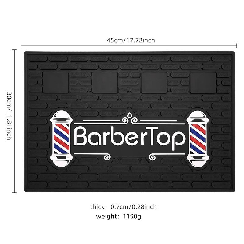 Magnetic Barber Mat for Clippers, 17.7 x 11.8 in, 4 Strong Magnetic Organizer Stations for Heavy Clippers and Trimmers, Professional Anti-Slip Rubber Heat Resistant Barber Table Mat for Hairstylist