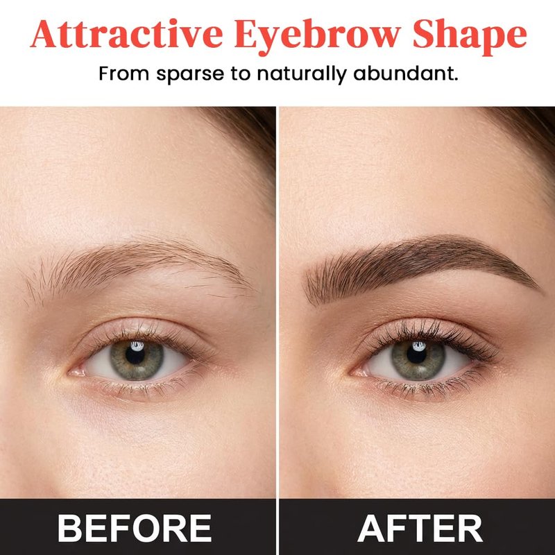 Eyebrow Pencils for Women, 2-in-1 3D Microblading Eyebrow Pen, 4-Tip Brow Pencil with Eyebrow Brush, Long-Lasting Natural Brow Makeup (Dark brown)