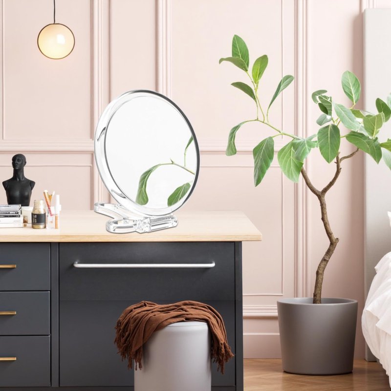 Double-Sided Magnifying Handheld Mirror, 1X & 15X Magnification, Folding Travel Makeup Mirror with Adjustable Rotation, Portable Vanity Desk & Hand Mirror