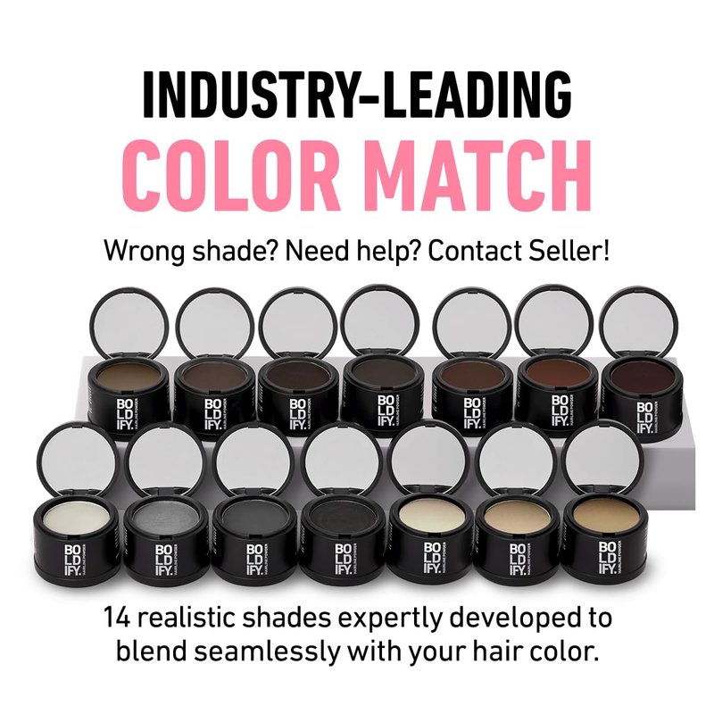 BOLDIFY Hairline Powder (LARGE, 10g) - Water-Resistant Root Touch Up Hair Color for Gray Coverage - 24-Hour Stain-Proof, Mess-Free Hair Powder for Thinning Hair - Medium Blonde