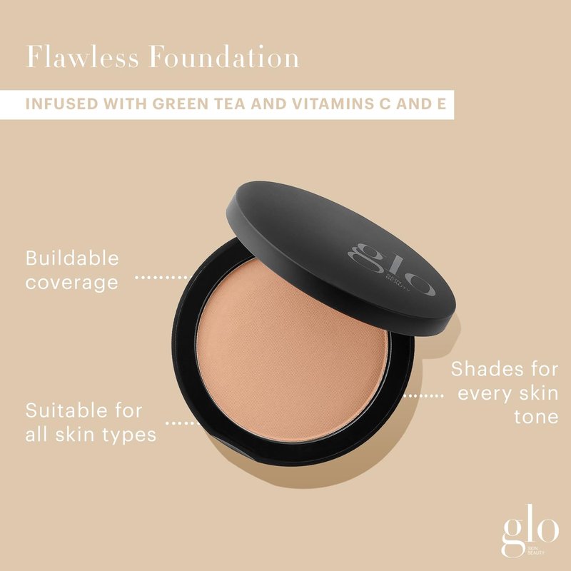 Glo Skin Beauty Pressed Base Powder Foundation, Natural Dark – Buildable Sheer to Full Coverage, Long Wear Face Powder Compact, Pressed Powder Makeup for Smooth, Semi-Matte Finish