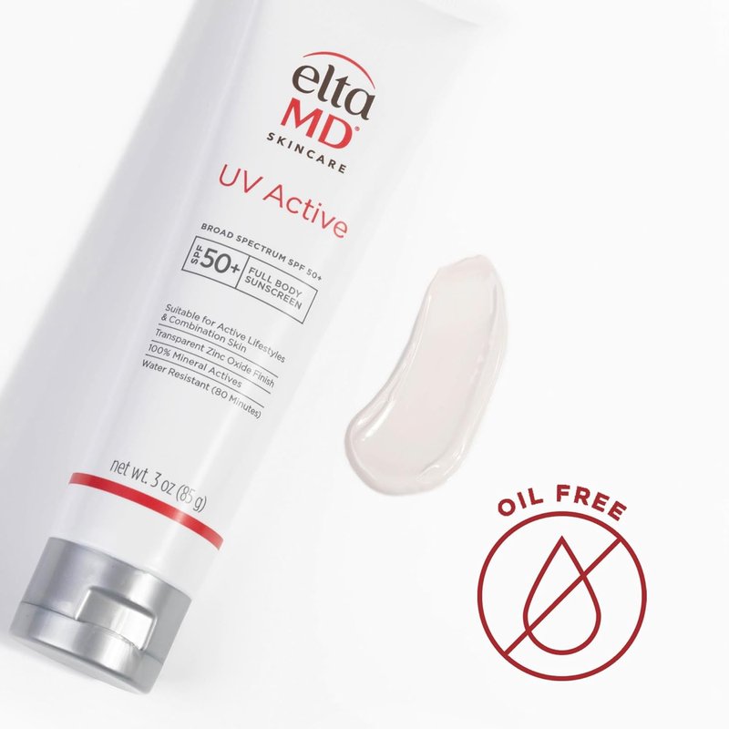 EltaMD UV Active Sunscreen - 100% Mineral SPF 50+ for Active Lifestyles | Water-Resistant 3.0 oz Tube