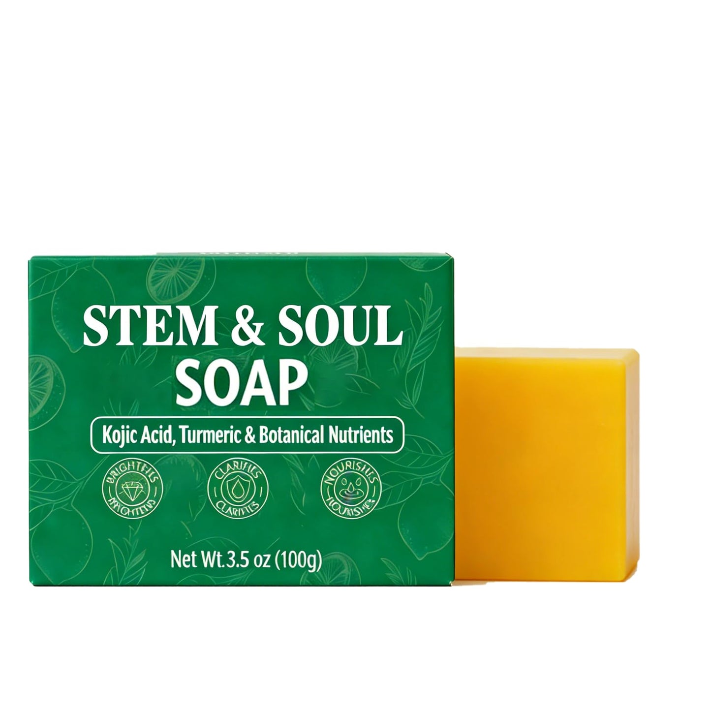 Stem and Soul Soap, Upgraded Stem & Soul Turmeric Lemon Soap Bar For Dark Spots, Support Nourishes And Clarifies Help Cleaning Facial And Body Skin, And Suitable Dry And Oily Skin. (1 Pcs)