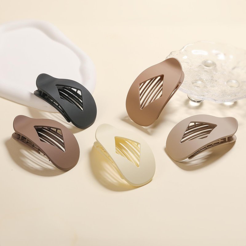5 PCS Flat Hair Clips, No Crease Flat Claw Clips for Women, Large Strong Hold Barrettes for Thick Thin Hair, French Duckbill Styling Accessories(Neutral Matte)