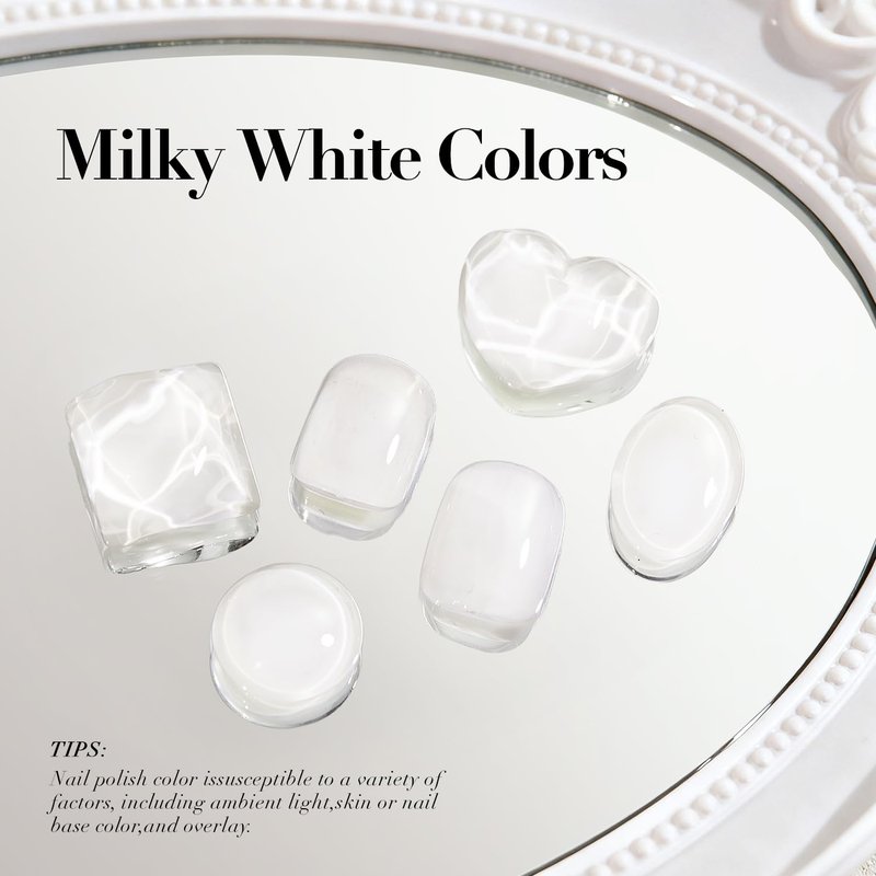 AZUREBEAUTY Milky White Translucent Nail Polish – Quick Dry, Long-Lasting, Natural Jelly Glossy Finish for DIY Manicure & Nail Art, Salon Quality for Women