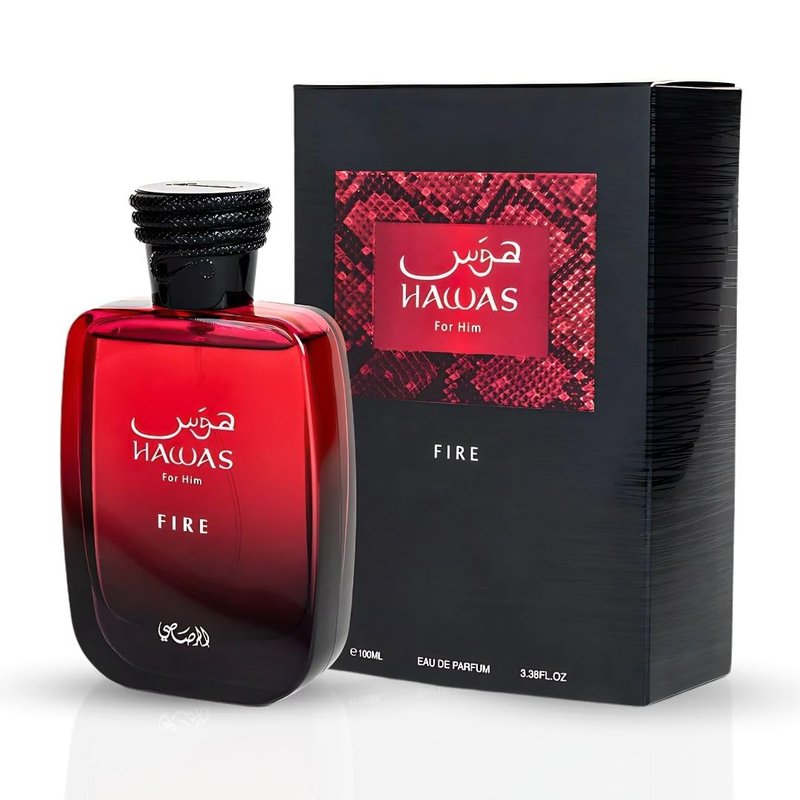 Rasasi Hawas Fire Eau De Parfum Spray - Bold Arabian Perfume for Men | 100ML (3.4 Oz) - Captures Masculine Elegance