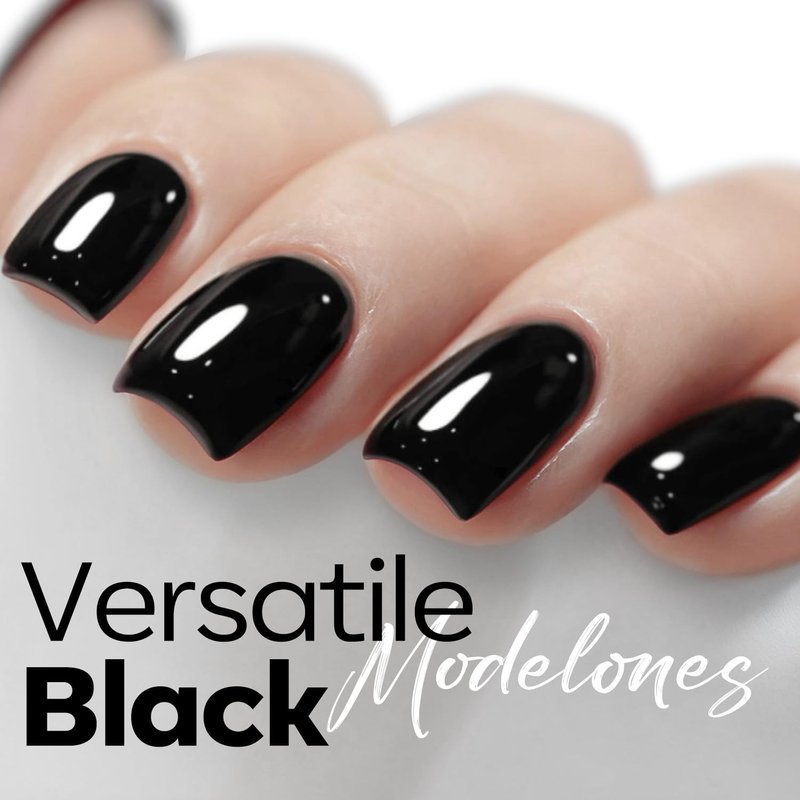 modelones Gel Nail Polish Black Gel Polish Black Nail Polish Soak Off No Peel Thickening Nail Art Manicure for Girl 15 ML