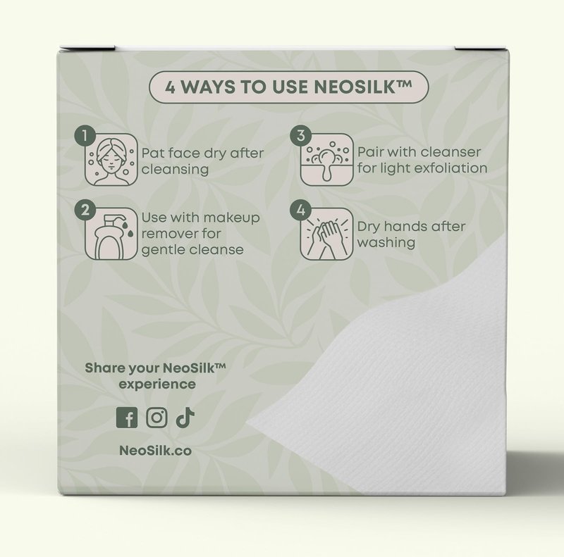 NeoSilk Clean Skin Clean Towels XL, Hypoallergenic 100% USDA Biobased Face Towel, Disposable Face Towelette, Makeup Remover Wipes, Ultra-Soft, Dermatologist-Approved 50 Ct 1-Pack Mothers Day Gifts