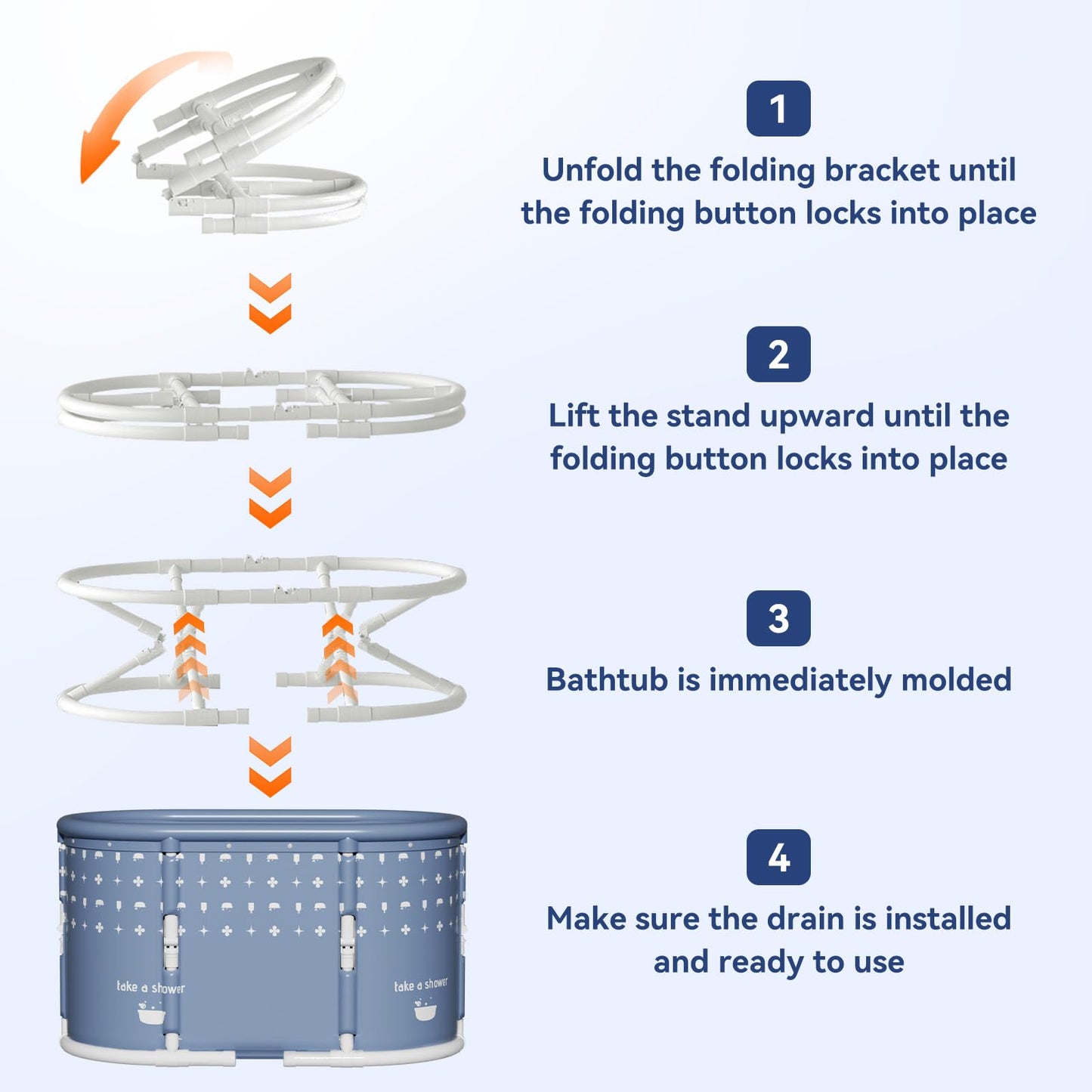 HLCZLUZ Portable Bathtub, Foldable Bathtub No Installation, Freestanding Shower Bathtubs with Cushion, Collapsible SPA Soaking Bath Tub, Hot & Ice Bath Tub for Indoor Outdoor (White Brown Stripes)