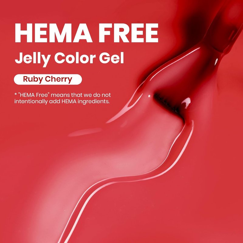 Beetles Ruby Cherry Jelly Red Gel Nail Polish - 15ML Soak Off Translucent UV LED Formula for DIY Manicure