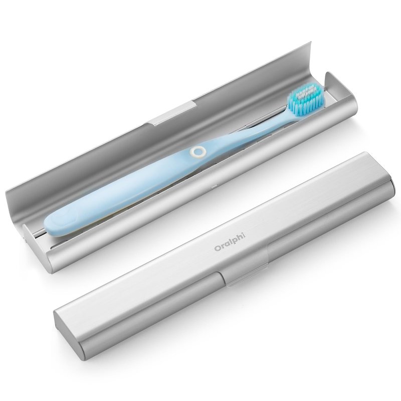 Oralphi Aluminum Toothbrush Travel Case, Portable Travel Toothbrush Holder, Durable Manual Toothbrush Box Container for Traveling, Bathroom, Camping, Business Trip-1Pack Silver