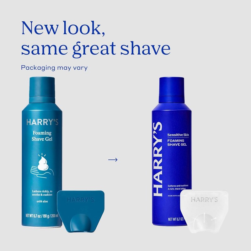 Harry's Original Shaving Kit for Men - Razor Handle, 5 Razor Blade Refills, Foaming Shave Gel, and Travel Blade Cover - TSA Approved Travel Essentials - German Engineered - Ember