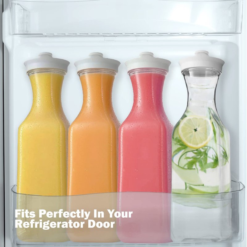 DilaBee Plastic Water Pitcher With Lid - Square Carafe Pitchers for Drinks, Milk, Smoothie, Iced Tea, Mimosa Bar Supplies - BPA-Free - NOT DISHWASHER SAFE (3-Pack, 50 Ounce)