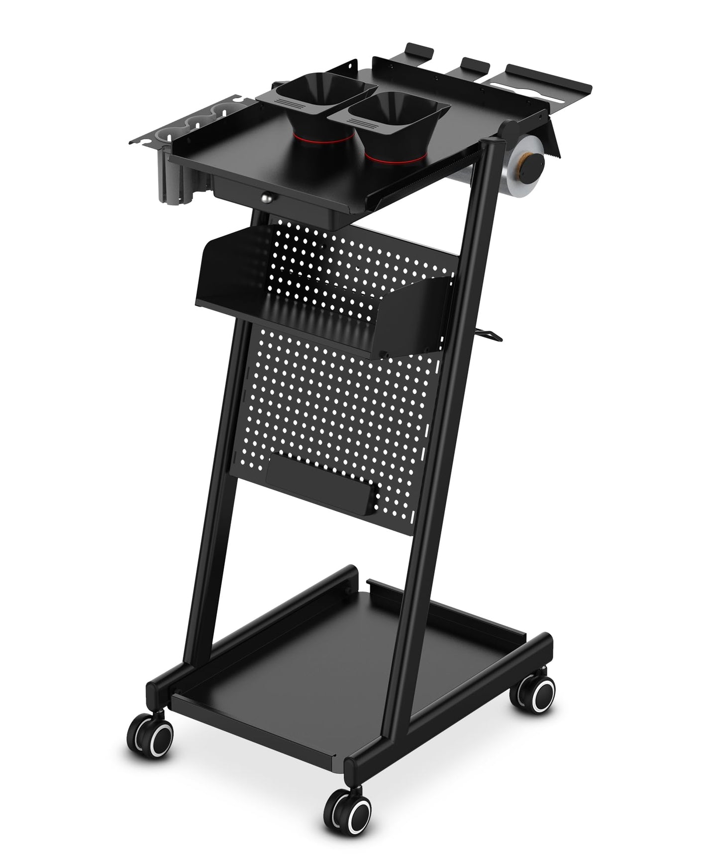TASALON Pegboard Trolley Cart, Premium Multifunctional Rolling Tray with 360° Mute Universal Wheels, Multifunctional Mobile DIY Workstation Table for Tattoo Barber Worlkshop, Beauty Spa Salon Storage