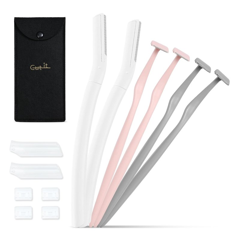 Japanese Eyebrow Razors Set - Dermaplane Tools for Exfoliating Peach Fuzz & Fine Hair | Small Size for Men & Women