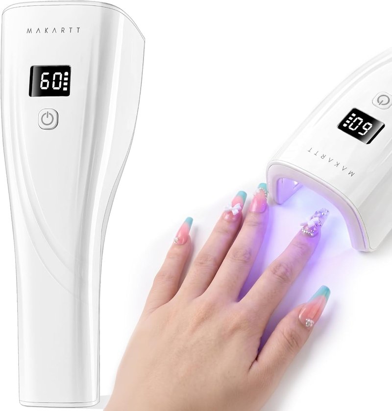 Makartt Portable Cordless UV LED Nail Lamp - 222 mW/cm² Mini Dryer for Rhinestone Glue & Poly Nail Gel | Rechargeable with LCD Display & Smart Sensor