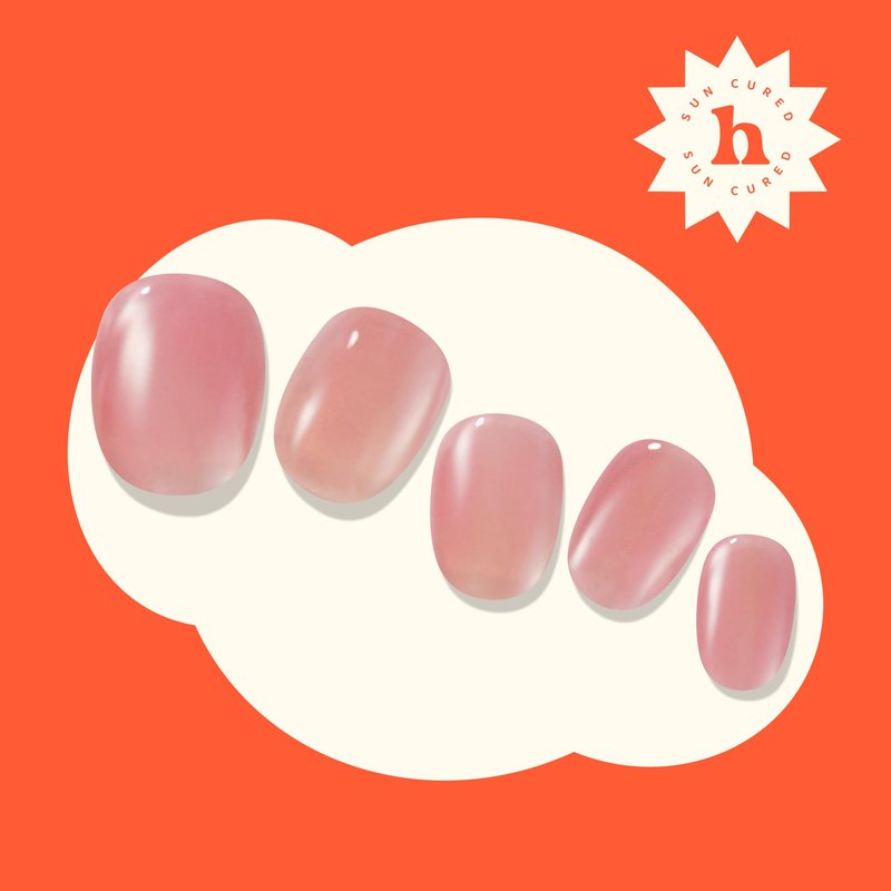 Heyhae Semi Cured Gel Nail Strips | No LED Lamp Needed | Solid, Pink, Spring | Easy Apply & Remove, Salon Quality | Includes 28 Strips, 1 Prep Pads, Nail File & Wooden stick - Hey, Summer Sweetheart