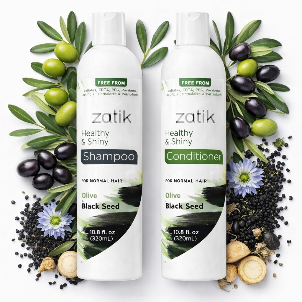 Zatik Naturals - Voluminizing Shampoo & Conditioner Set | Healthy, Shiny Hair - 10.80 fl oz Each