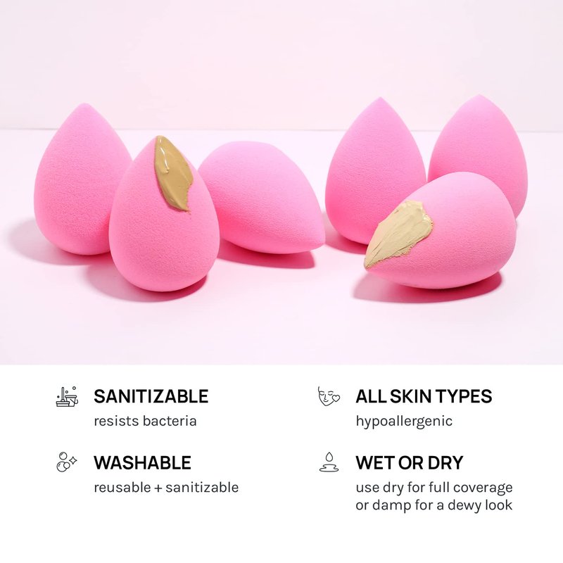 Makeup Sponge Set - Latex-Free High-Definition Blenders for Powder, Cream & Liquid | Set of 6 Super Soft Beauty Tools