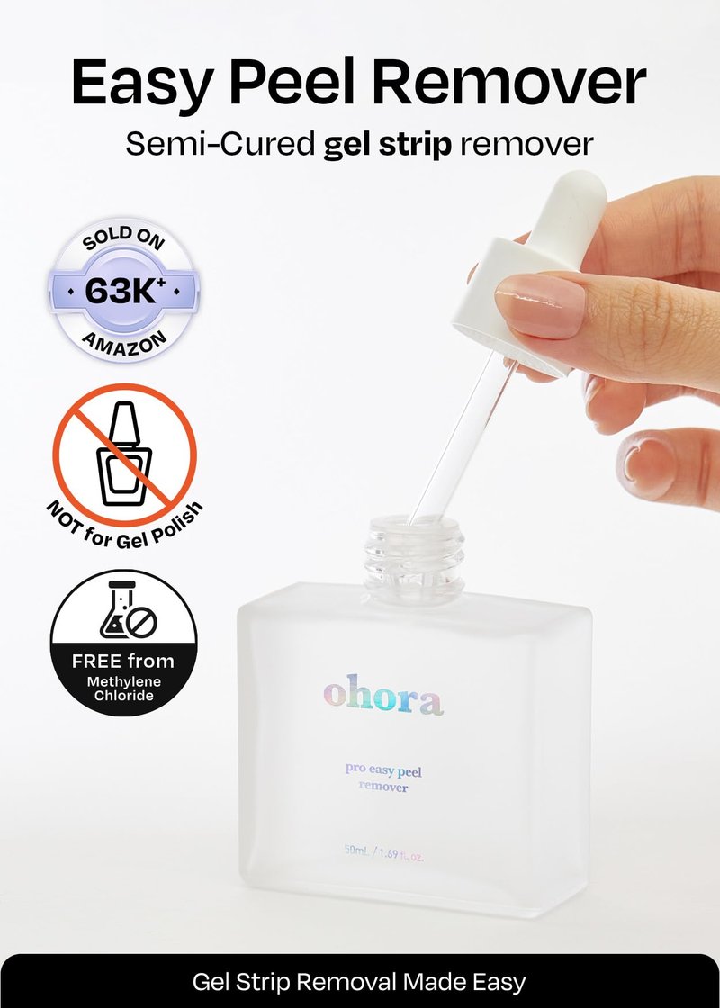 ohora Care Easy Peel Remover - Semi-Cured Gel Nail Strip Remover with Hygienic Dropper | Non-Drying, Nourishing Formula | Vegan, Cruelty-Free, and Hypoallergenic | Swiftly Removes Gel Strips