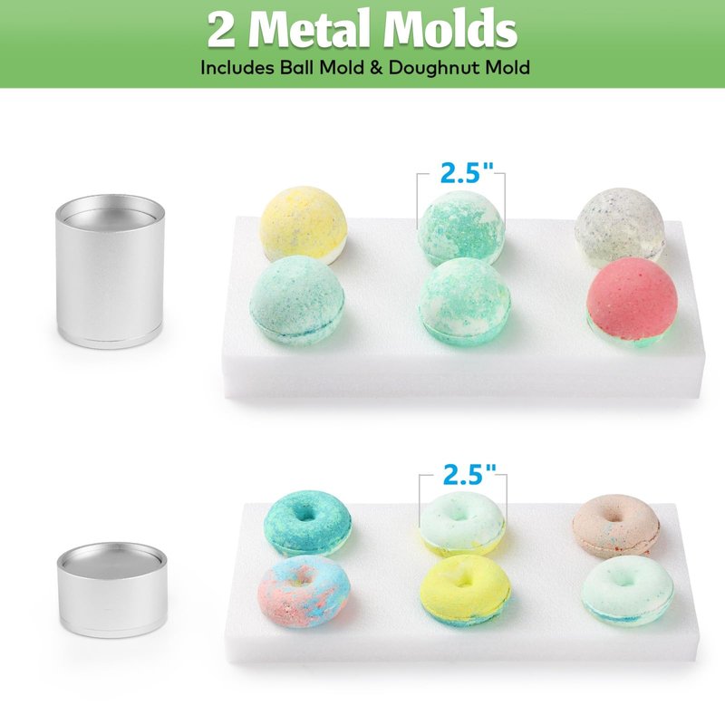 Bath Bomb Press Machine Easy Demolding Design Includes Premium Aluminum Bath Bombs Molds Home DIY Bath Bomb Making Kits for Shower Steamers and Shampoo Bars
