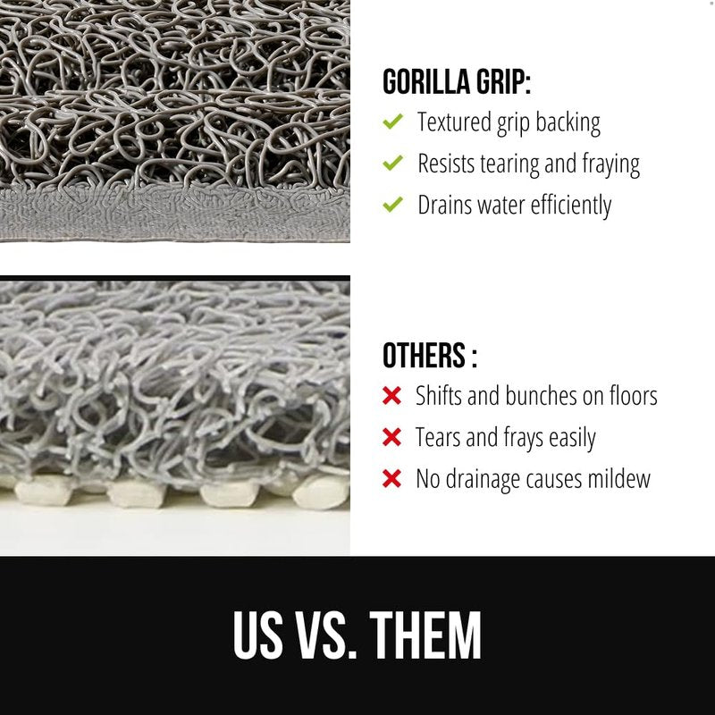 GORILLA GRIP Exfoliating Bath and Shower Mat, Textured Backing, 35x16 Soft Loofah-Style Foot Scrubber for Outside or Inside Bathtub, Quick Dry Easy Drainage Tub Floor Mats, Bathroom Essentials, Gray